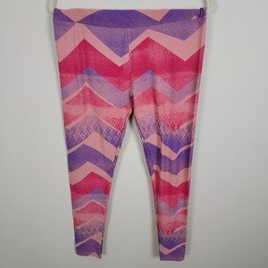 LuLaRoe Buttery Soft Pink & Purple Chevron Abstract Leggings - Tall & Curvy